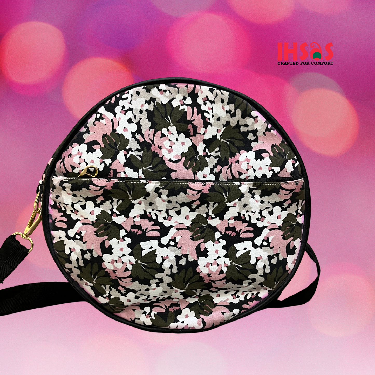 Round Crossbody Bag Makeup pouch – 8x8 Inch, 3 Inch bottom with Stylish & Comfortable