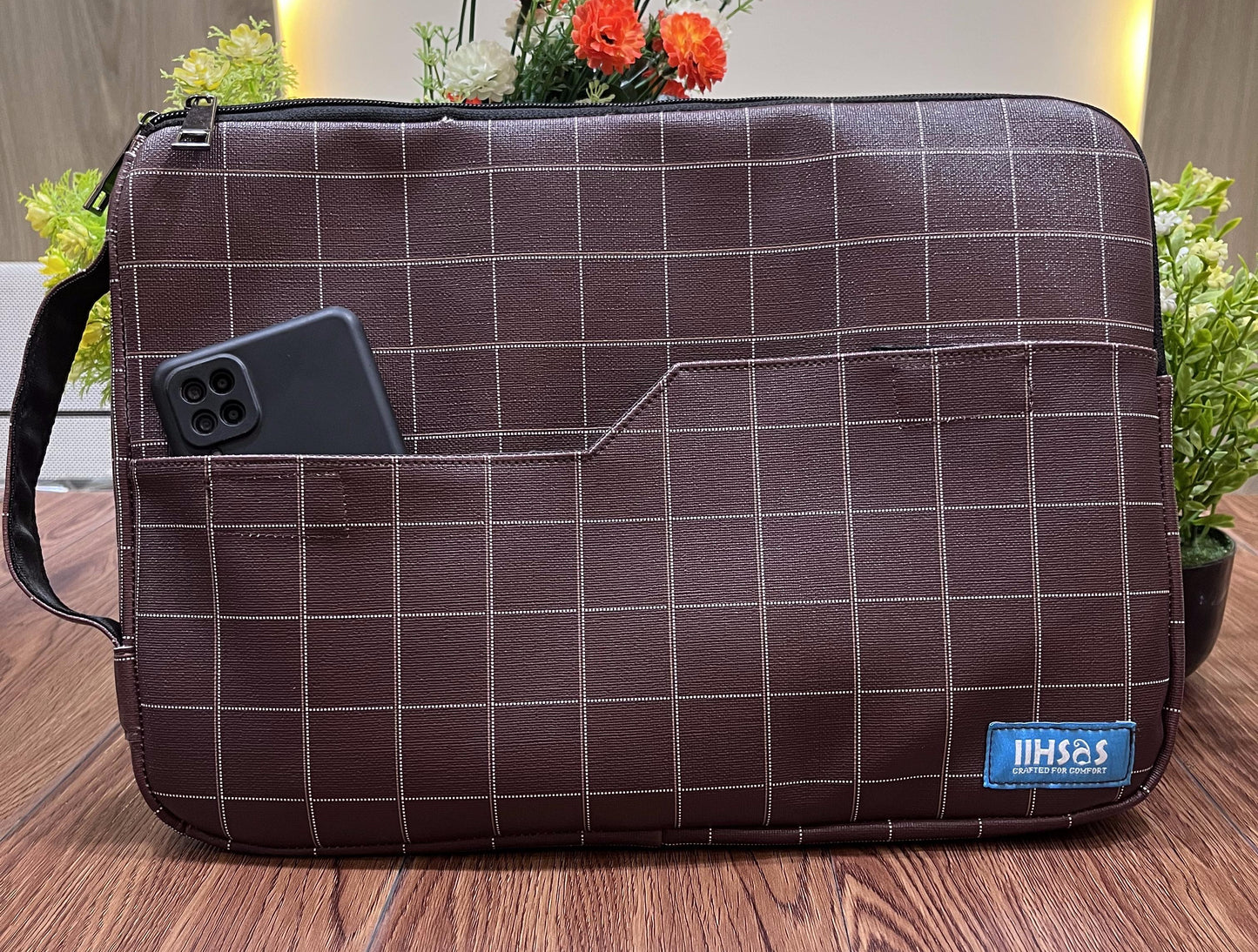 ihsas Artificial Leather Laptop Sleeve with Interior Pocket – Available in 13, 15, and 17 Inch Sizes laptop case